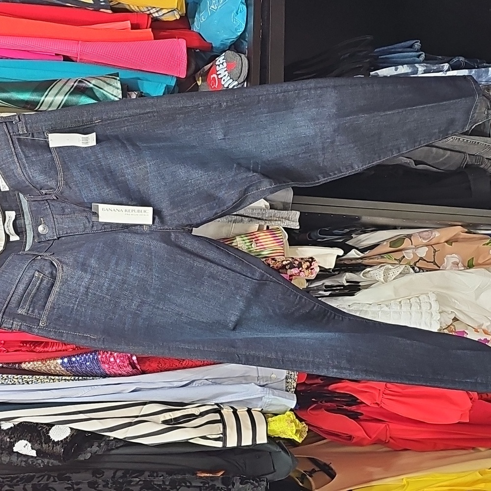 Banana Republic Premium Dark Blue Denim High Rise Skinny Ankle Jeans
